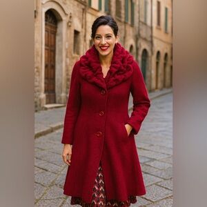 Katherine Barclay Vibrant Red Wool Car Coat